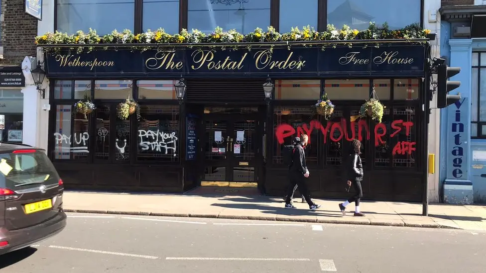 Coronavirus 'Pay your staff' scrawled on Wetherspoon pub